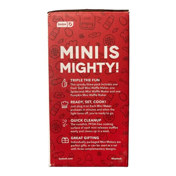 Dash Nonstick Mini 4" Waffle Maker Set (Pumpkin, Skull, Spider Web) - Picture 2 of 3